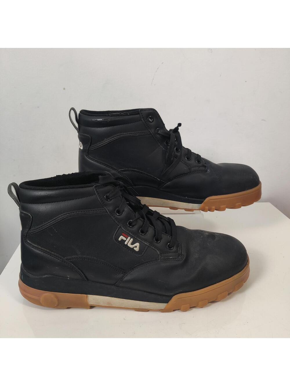 FILA Men’s Black Leather Synthetic Boots Streetwear WorkWear Size 12